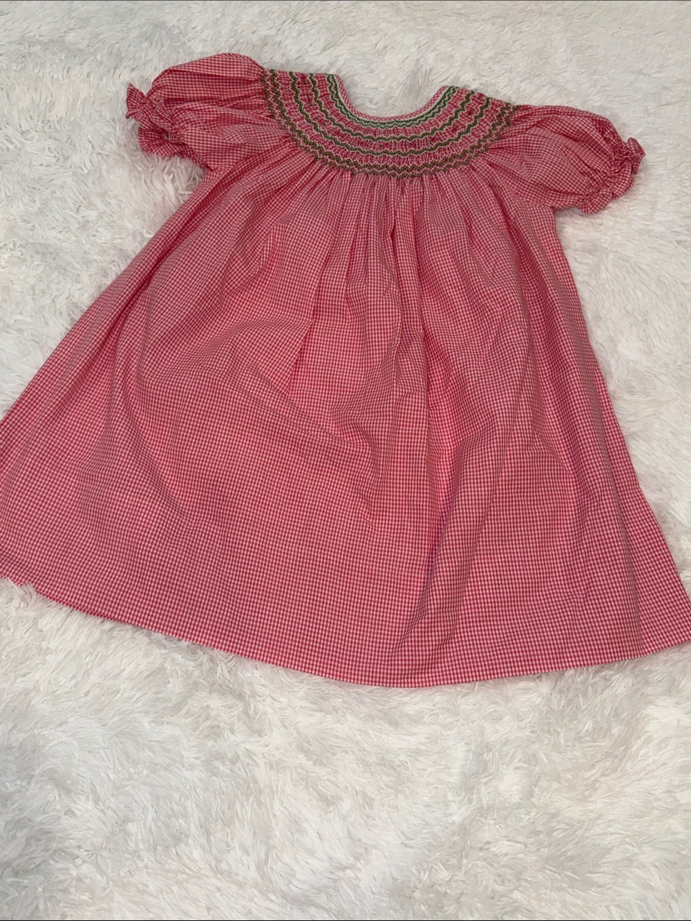 Smocked Pink Gingham Girls Casual Dress